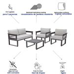 Set de Sofá Sillas y Mesa de Aluminio 4 Pzas - Naterial