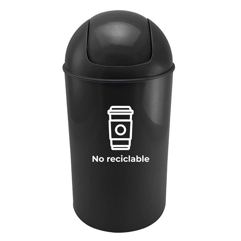 Basurero Negro para Residuos No Reciclables con Tapa Vaivén