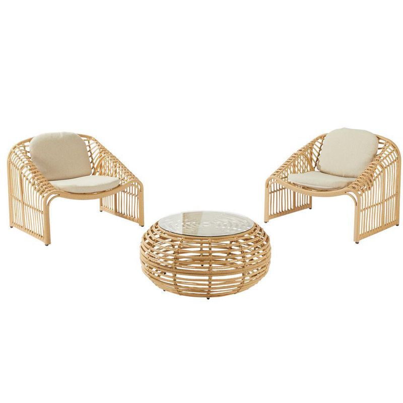 Set De Muebles Imitación Ratán Beige 3 Pzas - Naterial