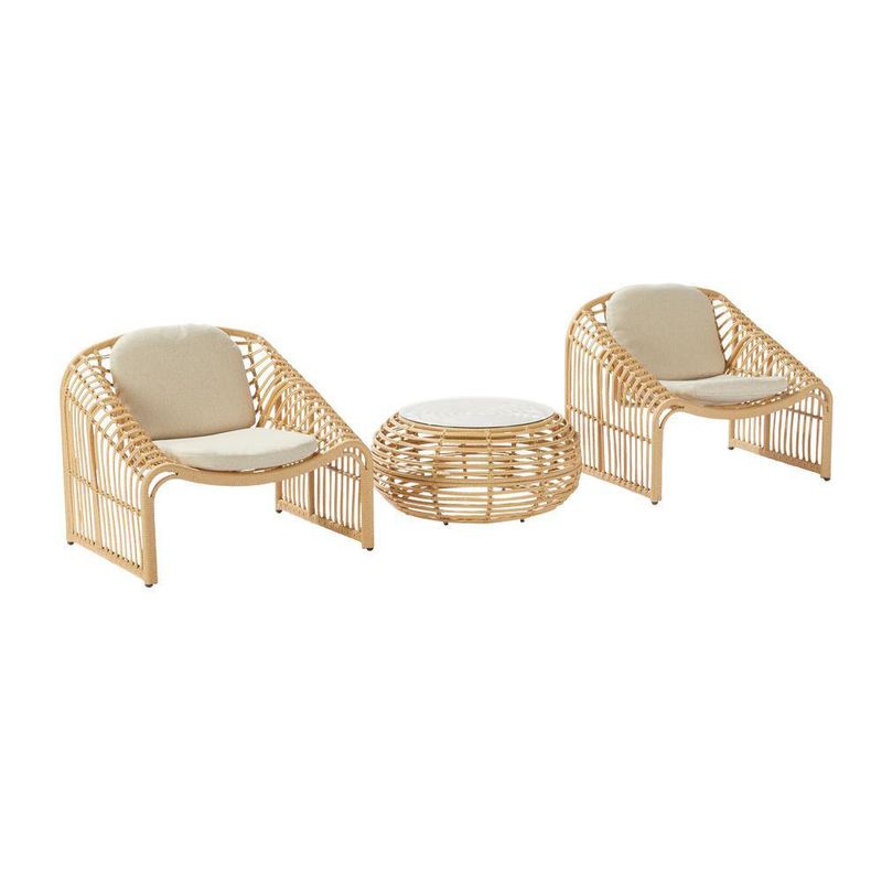 Set De Muebles Imitación Ratán Beige 3 Pzas - Naterial