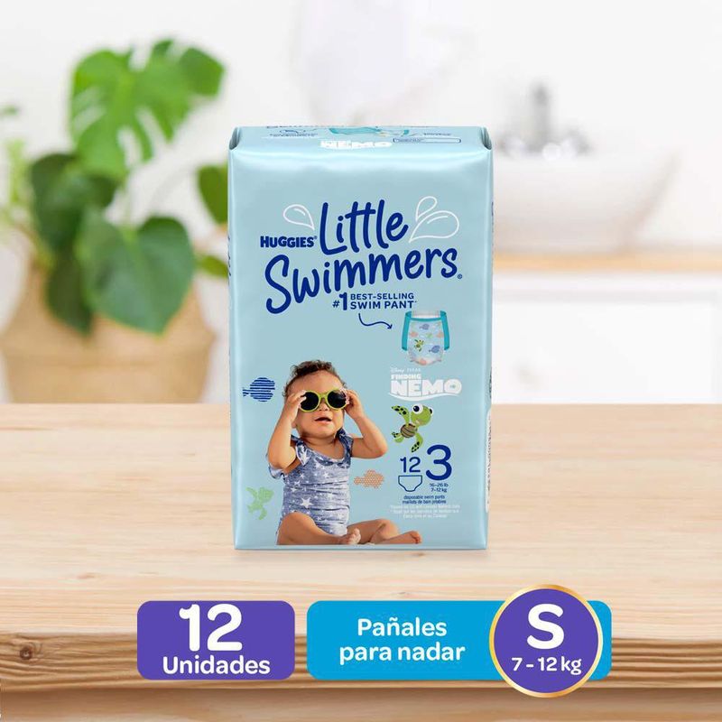 HUGGIES Little Swimmers - Pañales de natación desechables, talla 3 S, 12  unidades