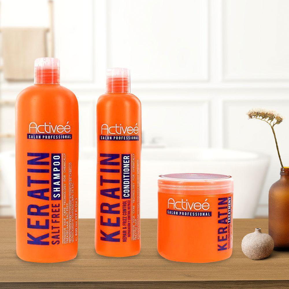 3 Pack Keratin Shampoo + Acondicionador + Tratamiento Cemaco