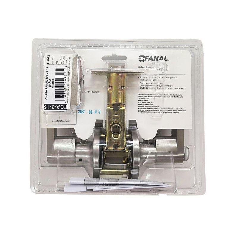 Cerradura De Baño Tipo Manija Nickel - Fanal