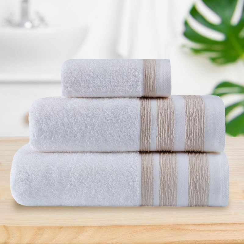 Toalla de Algodón Blanco y Beige - Livim Natural Home Varios Tamaños