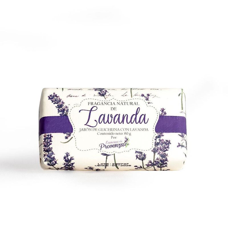 Jabón De Barra Glicerina Con Lavanda 80 G