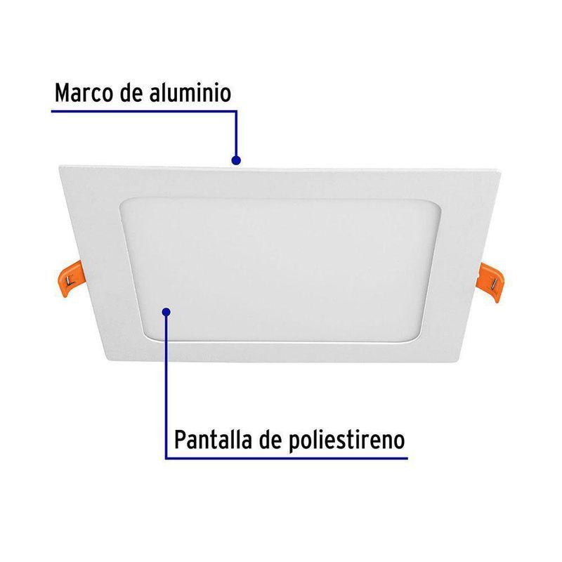 Lámpara LED Cuadrada Empotrable Luz Cálida 12 W - Volteck