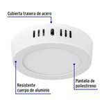 Lámpara Tipo Plafón LED Redonda Luz Cálida 6 W - Volteck