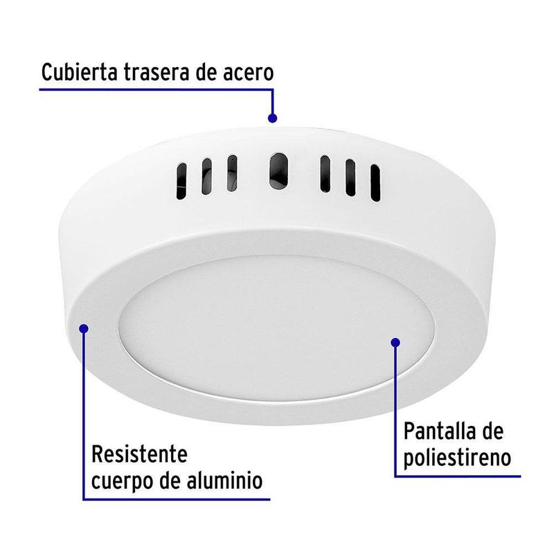 Lámpara Tipo Plafón LED Redonda Luz Cálida 6 W - Volteck