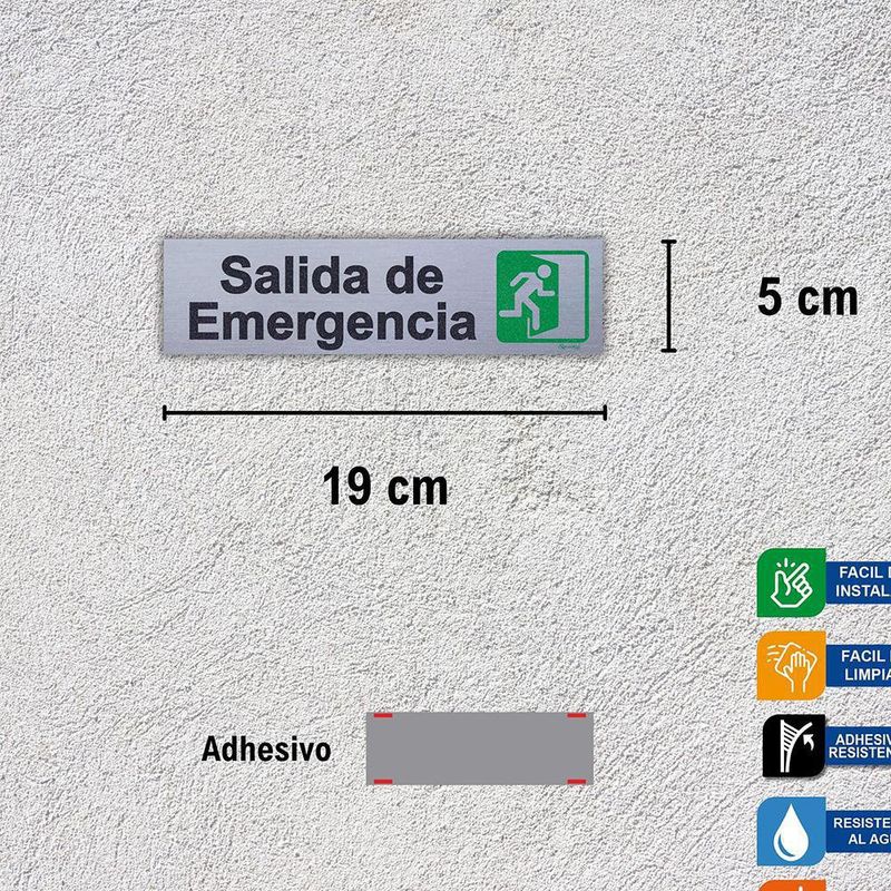 Rótulo Salida Emergencia 19x5 Cm - Sigo