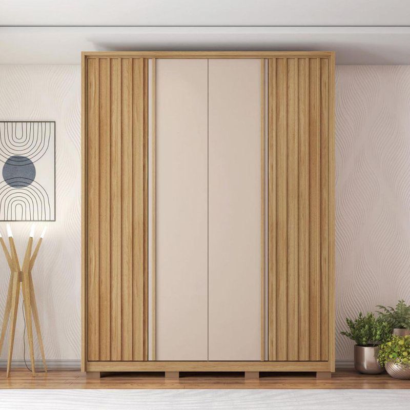 Armario Barb De Madera Café Y Blanco 182x57x212 Cm - Zmobili