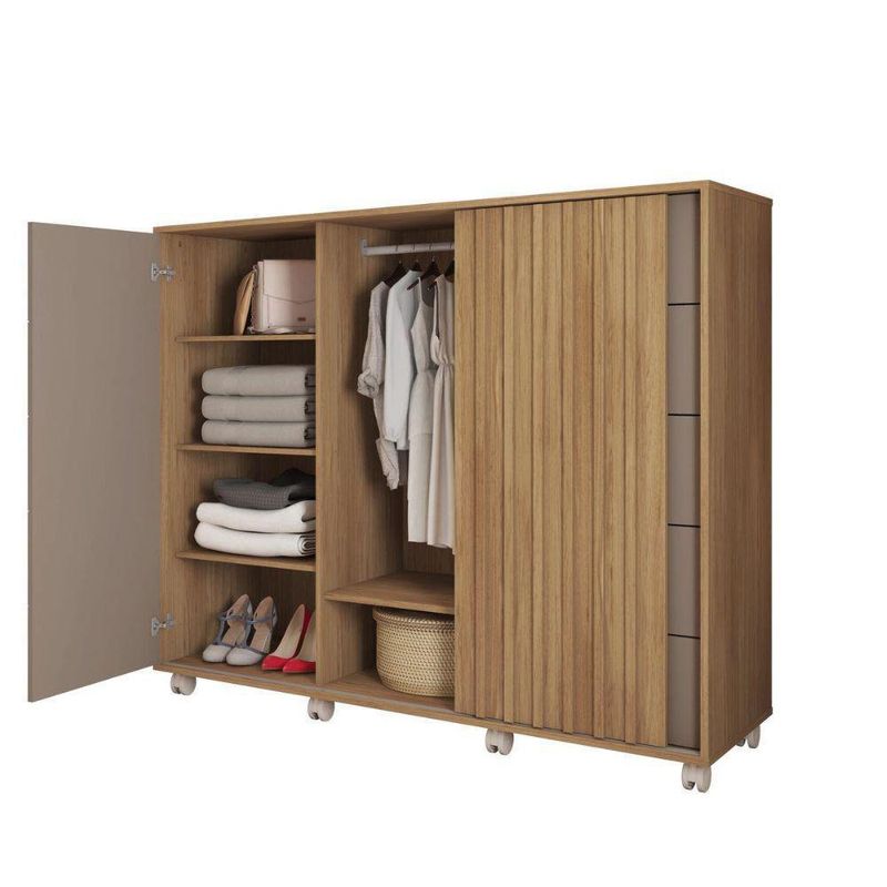 Gavetero Barb De Madera Café Y Gris 136x45x118 Cm - Zmobili