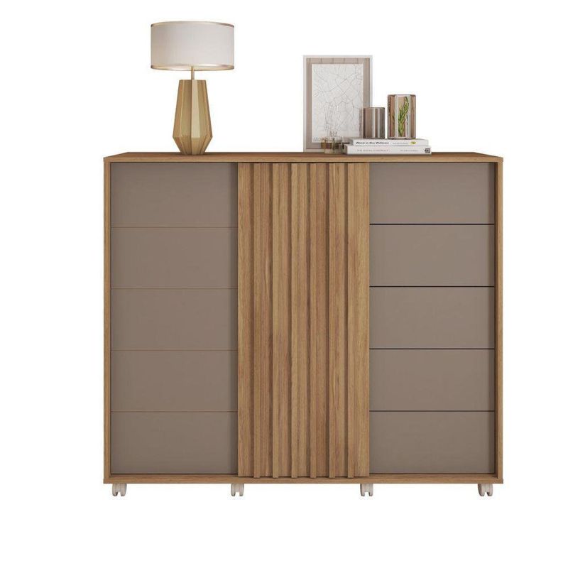 Gavetero Barb De Madera Café Y Gris 136x45x118 Cm - Zmobili