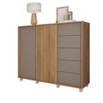 Gavetero Barb De Madera Café Y Gris 136x45x118 Cm - Zmobili