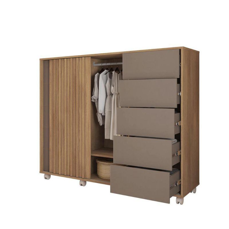 Gavetero Barb De Madera Café Y Gris 136x45x118 Cm - Zmobili