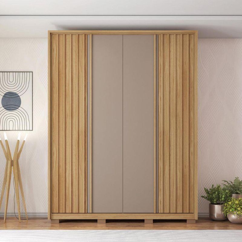 Armario Barb De Madera Café Y Gris 182x57x212 Cm - Zmobili