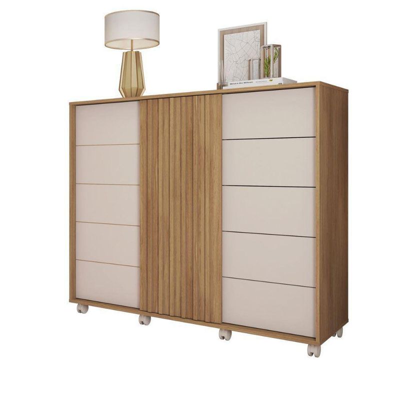 Gavetero Barb De Madera Café Y Blanco 136x45x118 Cm - Zmobili