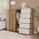 Gavetero Barb De Madera Café Y Blanco 136x45x118 Cm - Zmobili