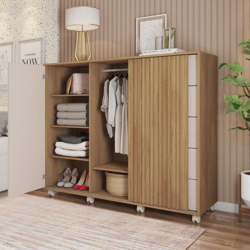 Gavetero Barb De Madera Café Y Blanco 136x45x118 Cm - Zmobili