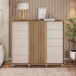 Gavetero Barb De Madera Café Y Blanco 136x45x118 Cm - Zmobili