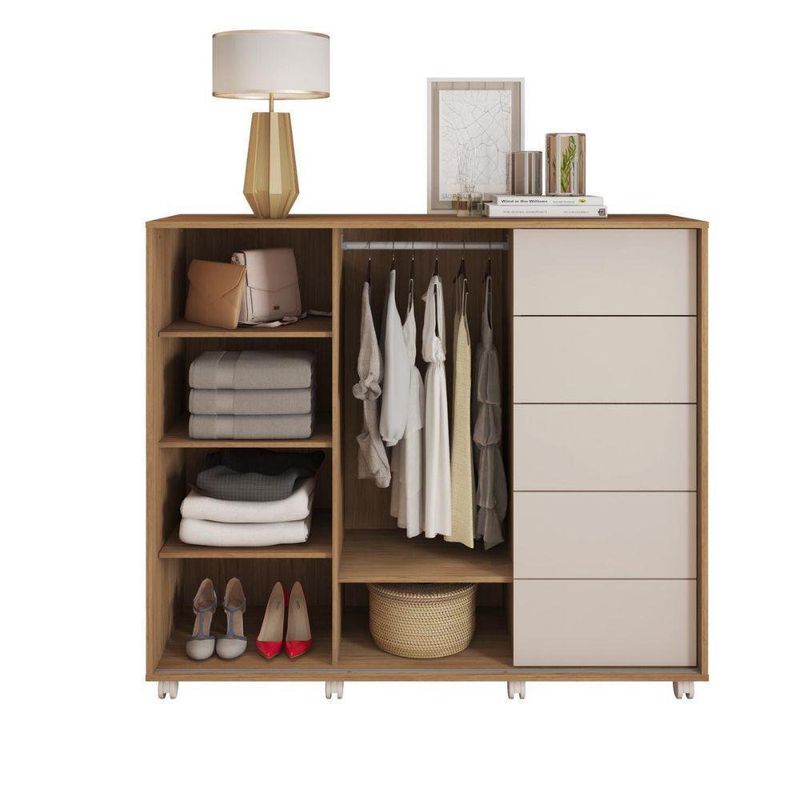 Gavetero Barb De Madera Café Y Blanco 136x45x118 Cm - Zmobili