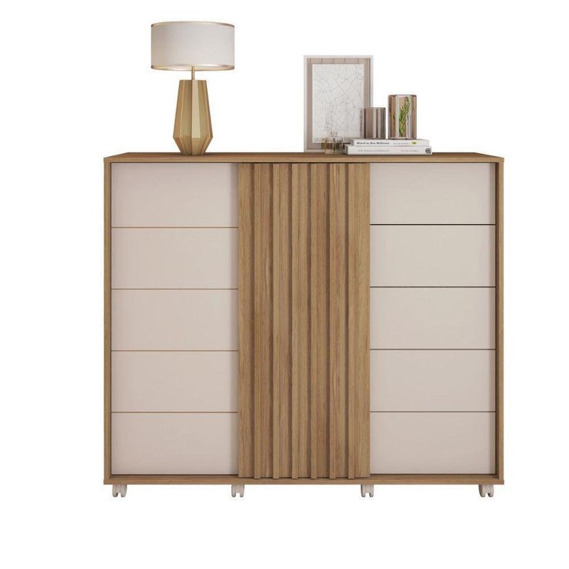 Gavetero Barb De Madera Café Y Blanco 136x45x118 Cm - Zmobili