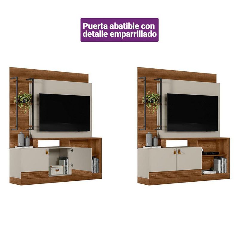 Mueble Modular Eris Café Y Blanco 160x39x187 Cm - Zmobili