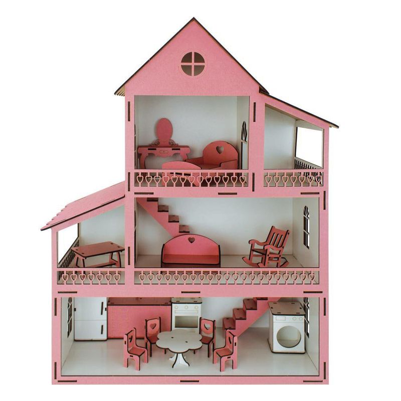 Casa-de-Madera-Rosa-para-Muñecas