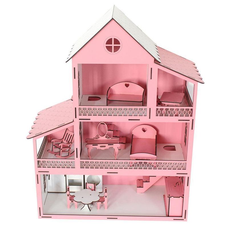 Casa-de-Madera-Rosa-para-Muñecas