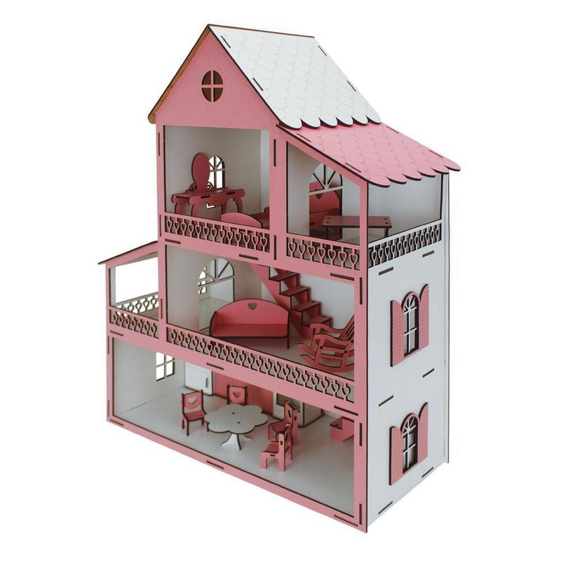 Casa-de-Madera-Rosa-para-Muñecas