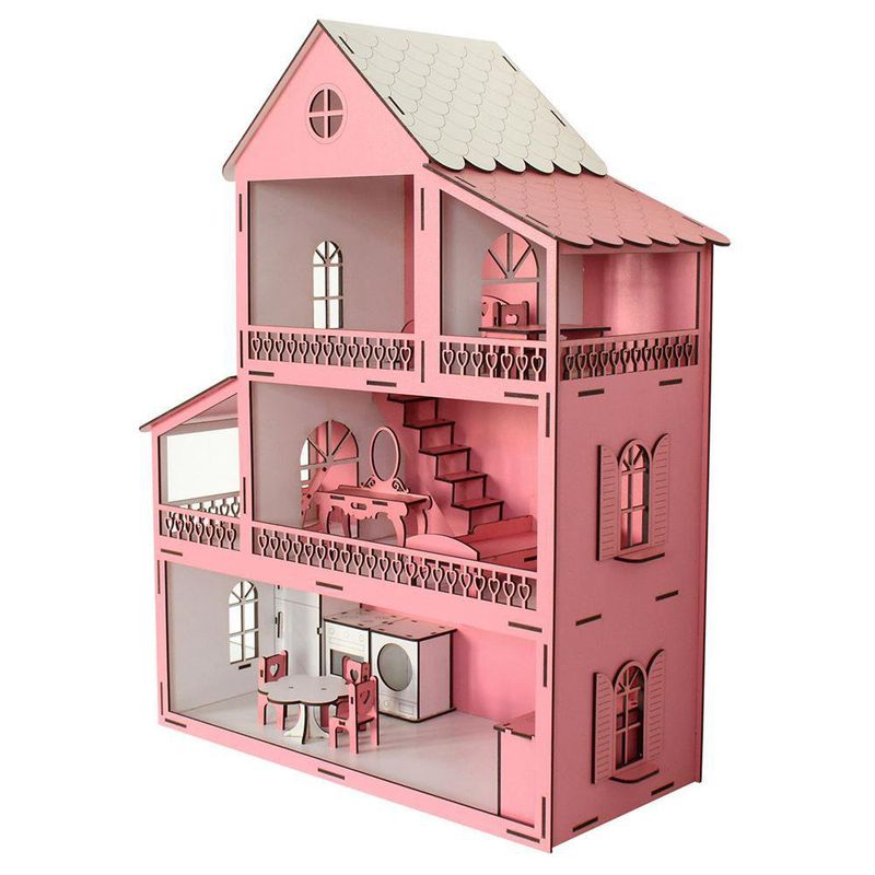 Casa-de-Madera-Rosa-para-Muñecas