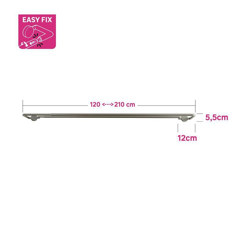 Galería Doble Sombrío Plateada Extensible De 120 - 210 Cm - Inspire