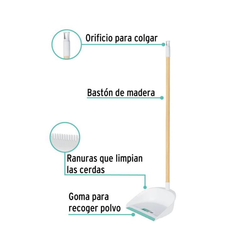 Recogedor Plástico Con Bastón De Madera - Klintek