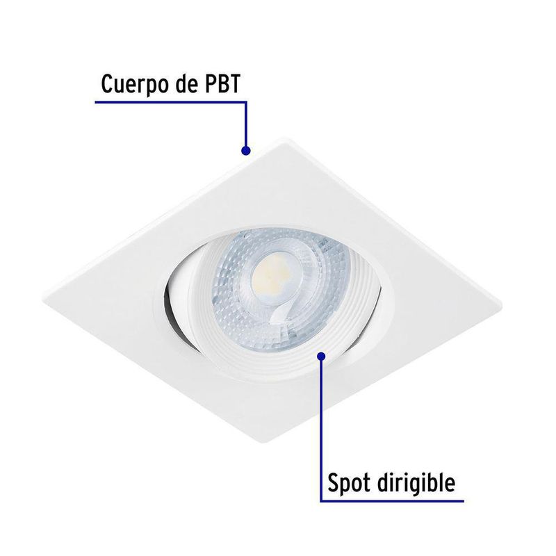 Lámpara LED Dirigible Empotrable Luz De Día 5 W Blanca - Volteck