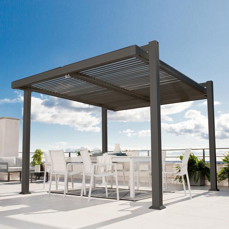 Pérgola Persea Techo Modular Gris 360x320x246 Cm - Naterial