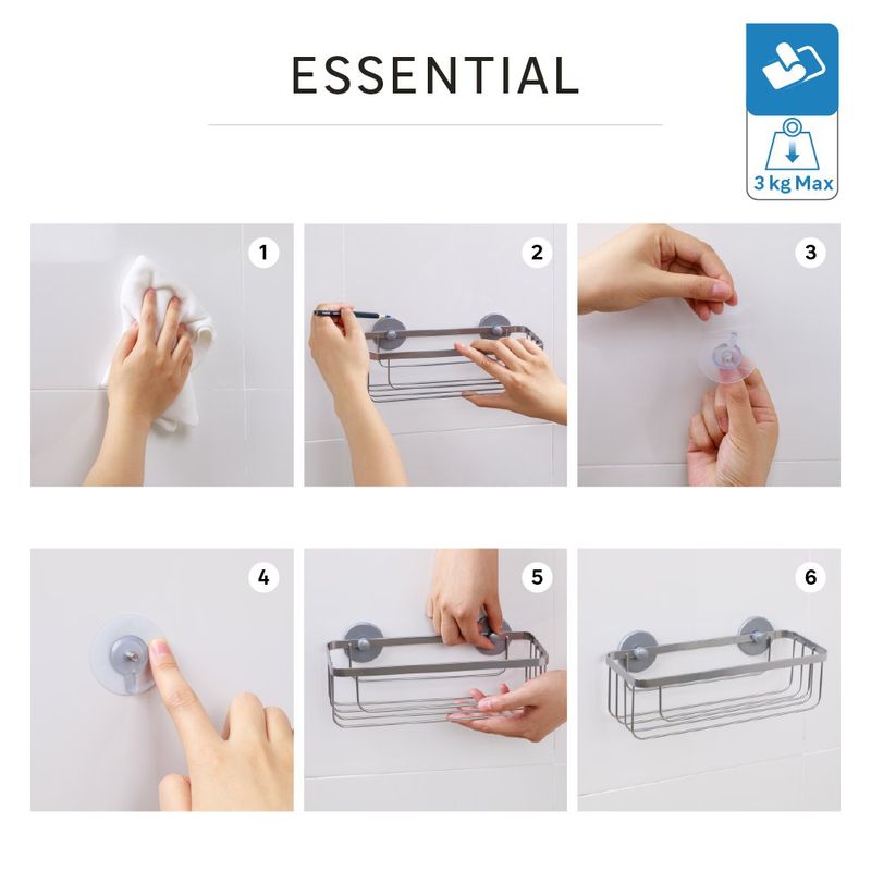 Organizador Metálico Rectangulara Para Baño Essential - Sensea