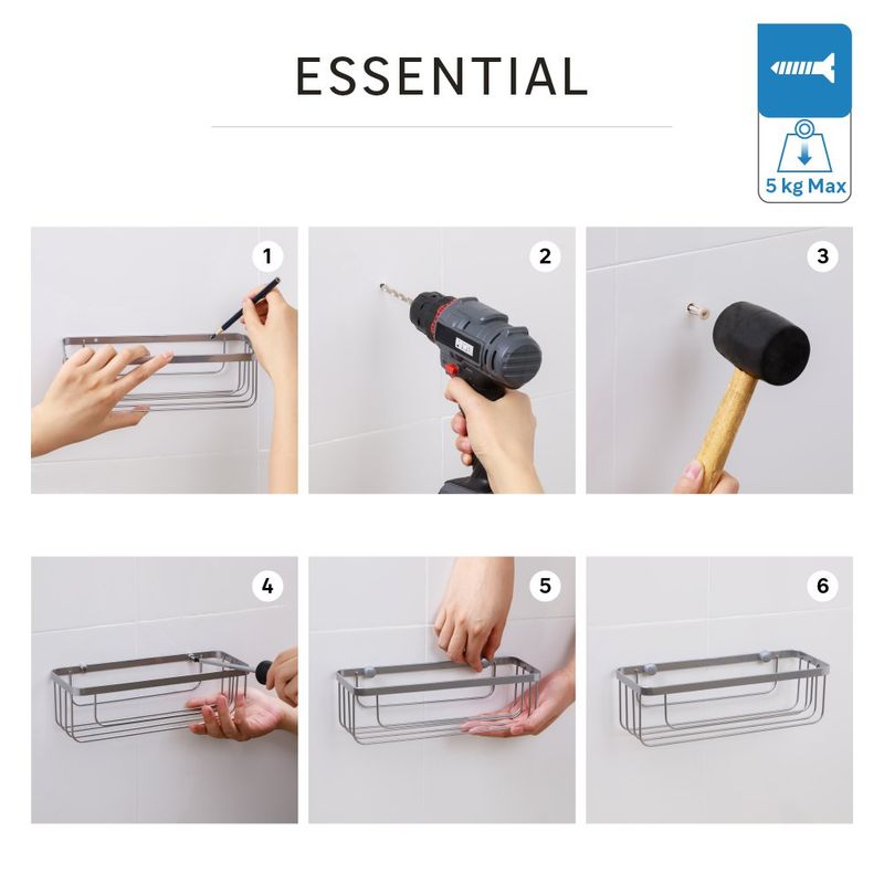 Organizador Metálico Rectangulara Para Baño Essential - Sensea