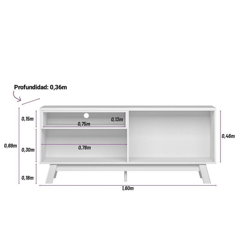 Mueble Rack de Sala Sedna Café y Blanco 160x36x69 Cm - Zmobili