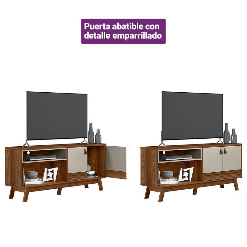 Mueble Rack de Sala Sedna Café y Blanco 160x36x69 Cm - Zmobili
