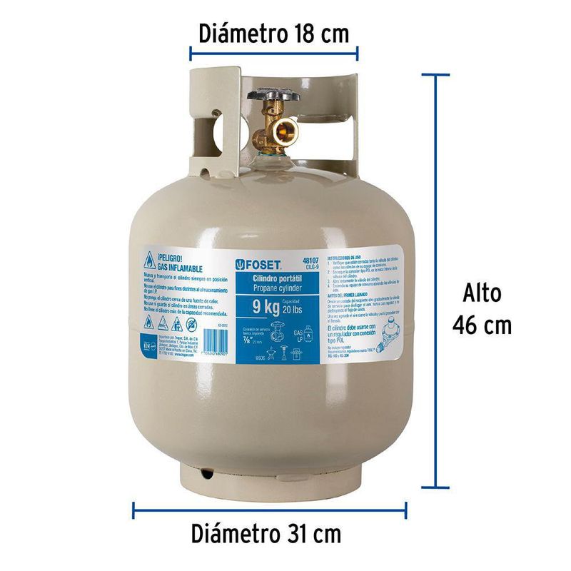 Cilindro De Gas Propano 9 Kg - Foset