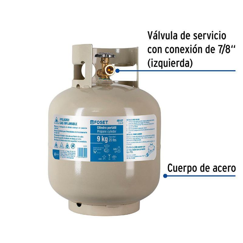 Cilindro De Gas Propano 9 Kg - Foset