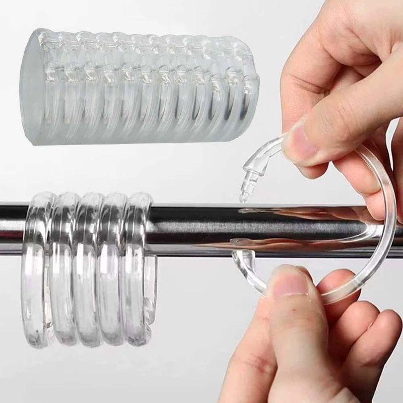 Set De 12 Ganchos Transparentes Para Cortina De Baño - Viva