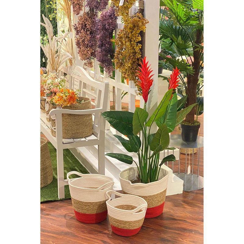 Planta Verde Y Flor Roja Con Pote 120x70x120 Cm - Concepts