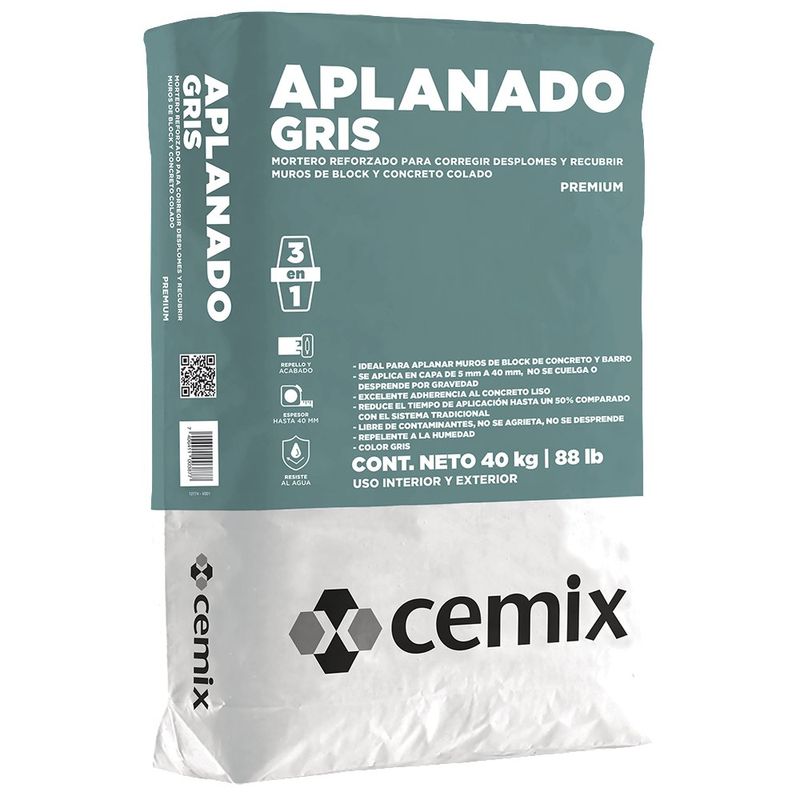 Aplanado Gris 40 Kg - Cemix