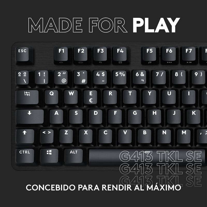 Teclado Mecánico Negro Para Juegos G413 TKL SE - Logitech