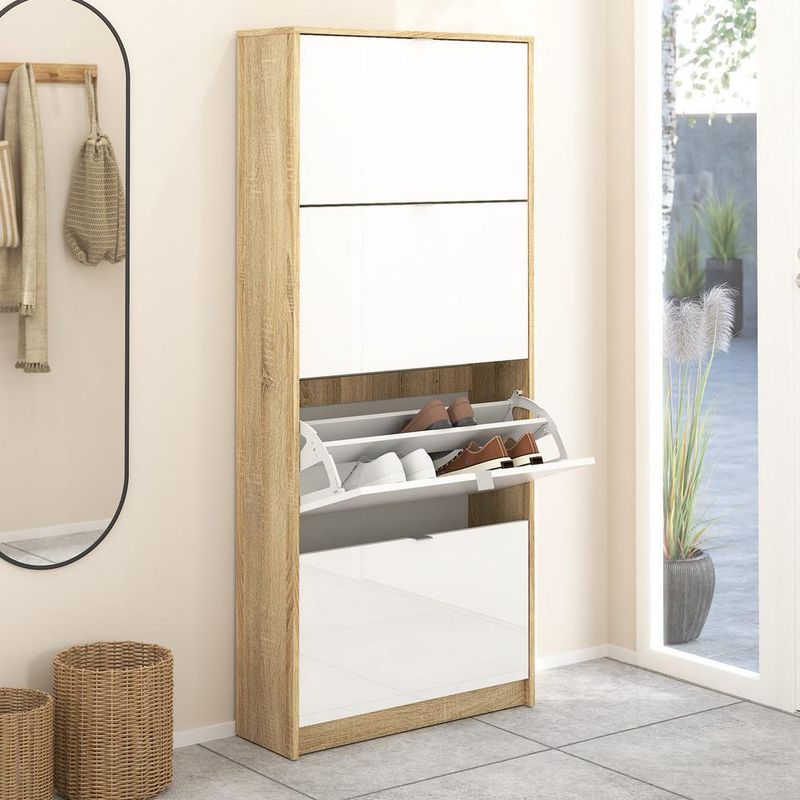 Zapatera-Roble-Blanco-Brillante-4-Puertas