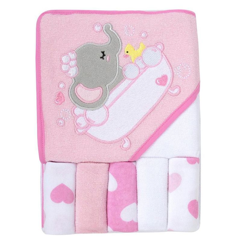Set De Toalla De Baño Y Paños Diseño Elefante - Baby Essentials