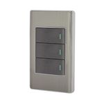 Switch Doble + Switch 3 Way Acero Lisboa Con Placa - Volteck