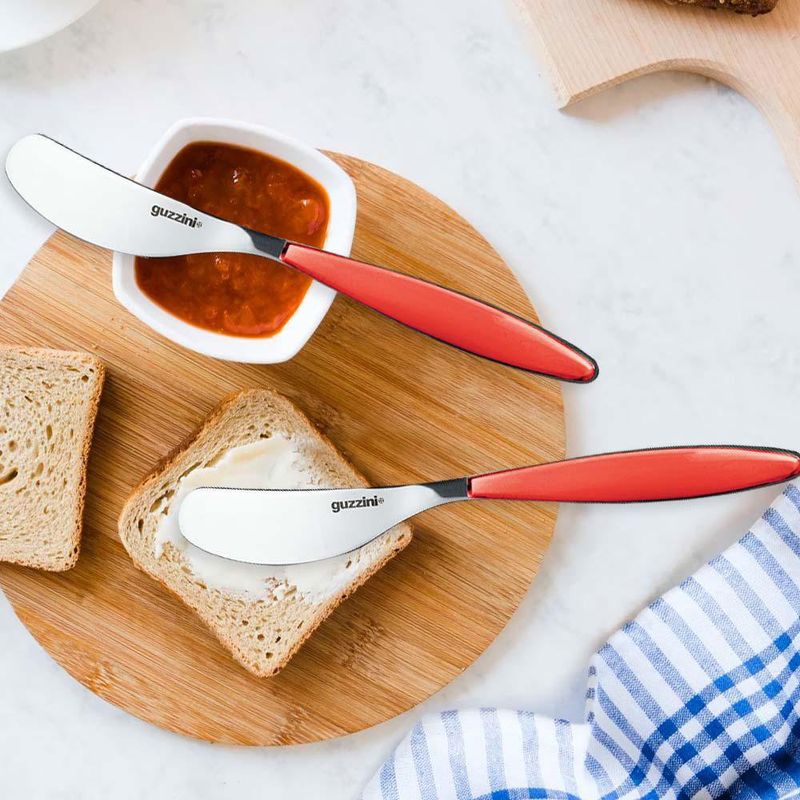 Cuchillo Para Mantequilla De Acero Inoxidable Rojo Y Plateado - Guzzini