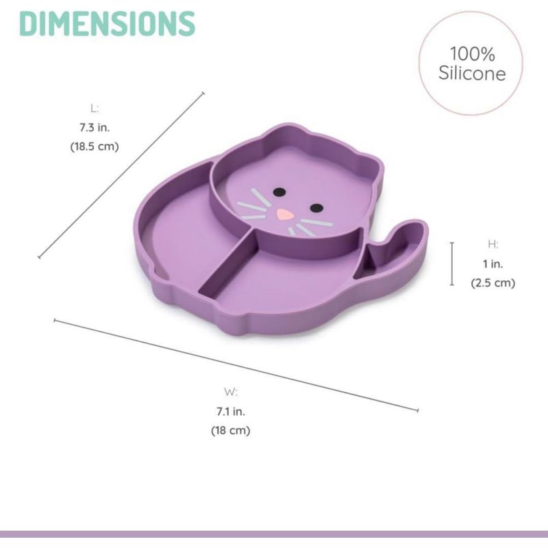 Plato De Silicona Con Divisiones Diseño Gato - Melii