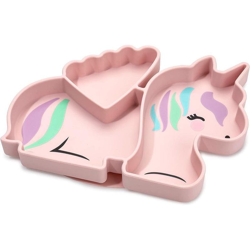 Plato De Silicona Con Divisiones Diseño Unicornio - Melii